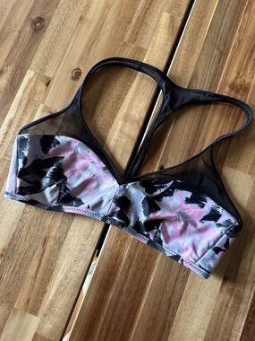 lululemon athletica Pink & Black Abstract Mesh Sports Bra/Swim